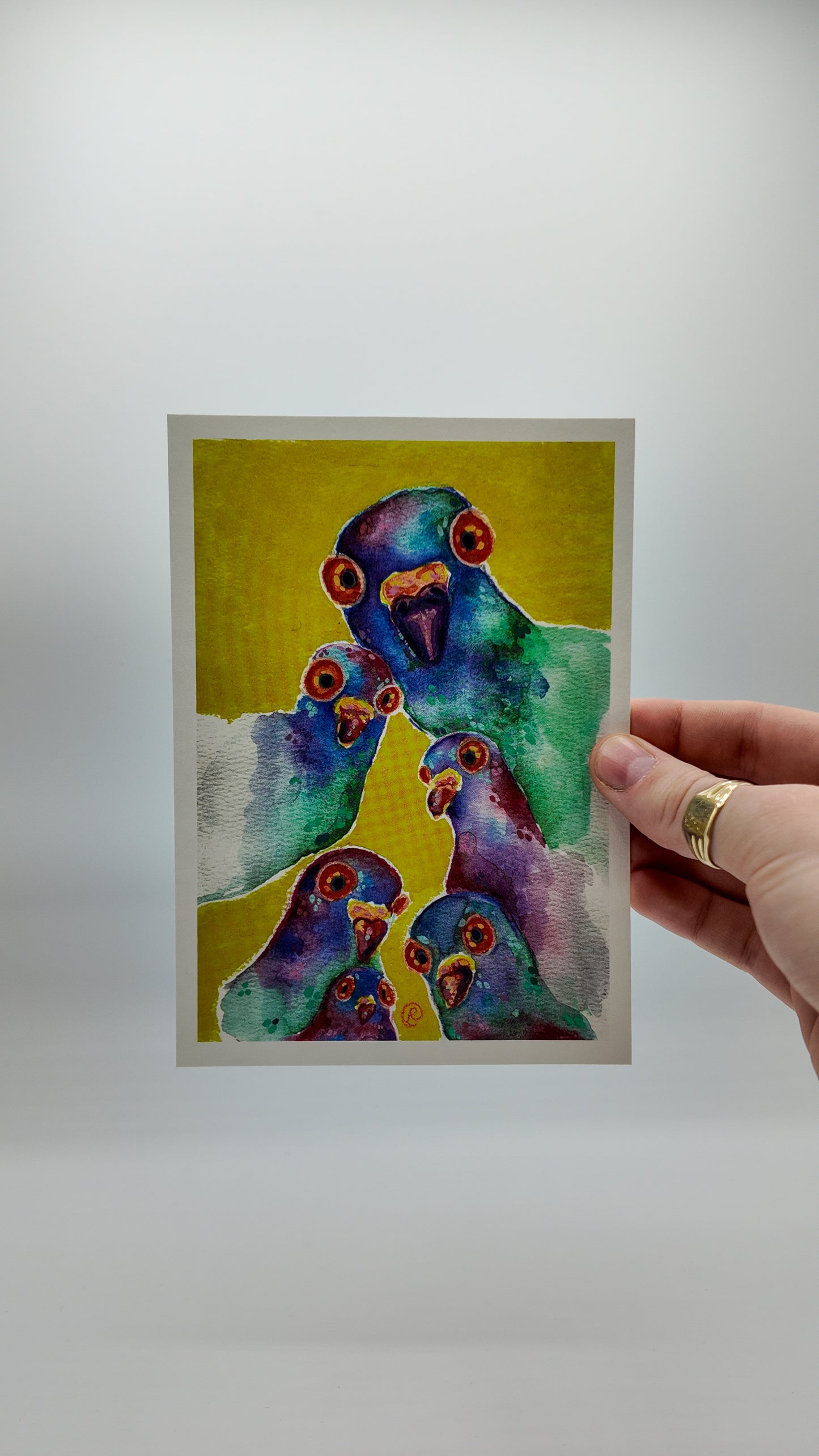 Peeking Pigeons | Abstract Art Print