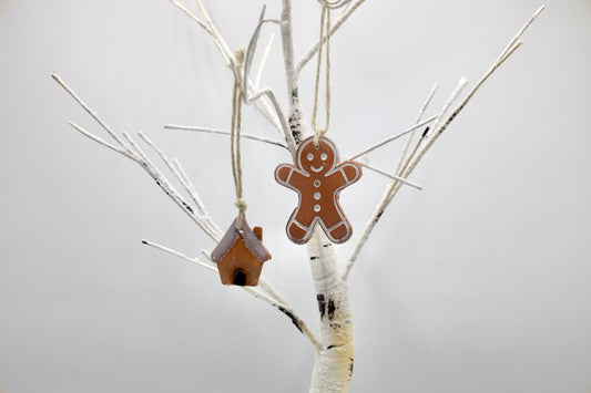 Gingerbread Man and House Duo Ornament Set