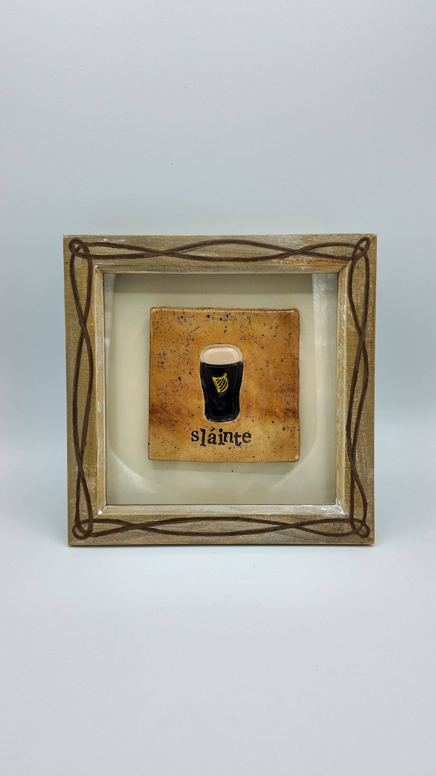 'Vitamin G' Original Ceramic Tile in Hand-Painted Frame