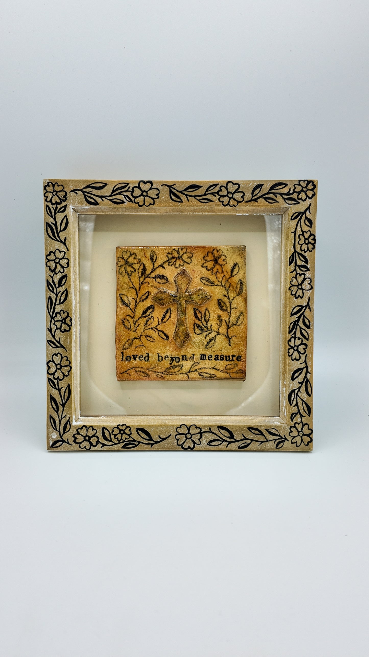 'Loved Beyond Measure' Original Ceramic Tile in Hand-Painted Frame