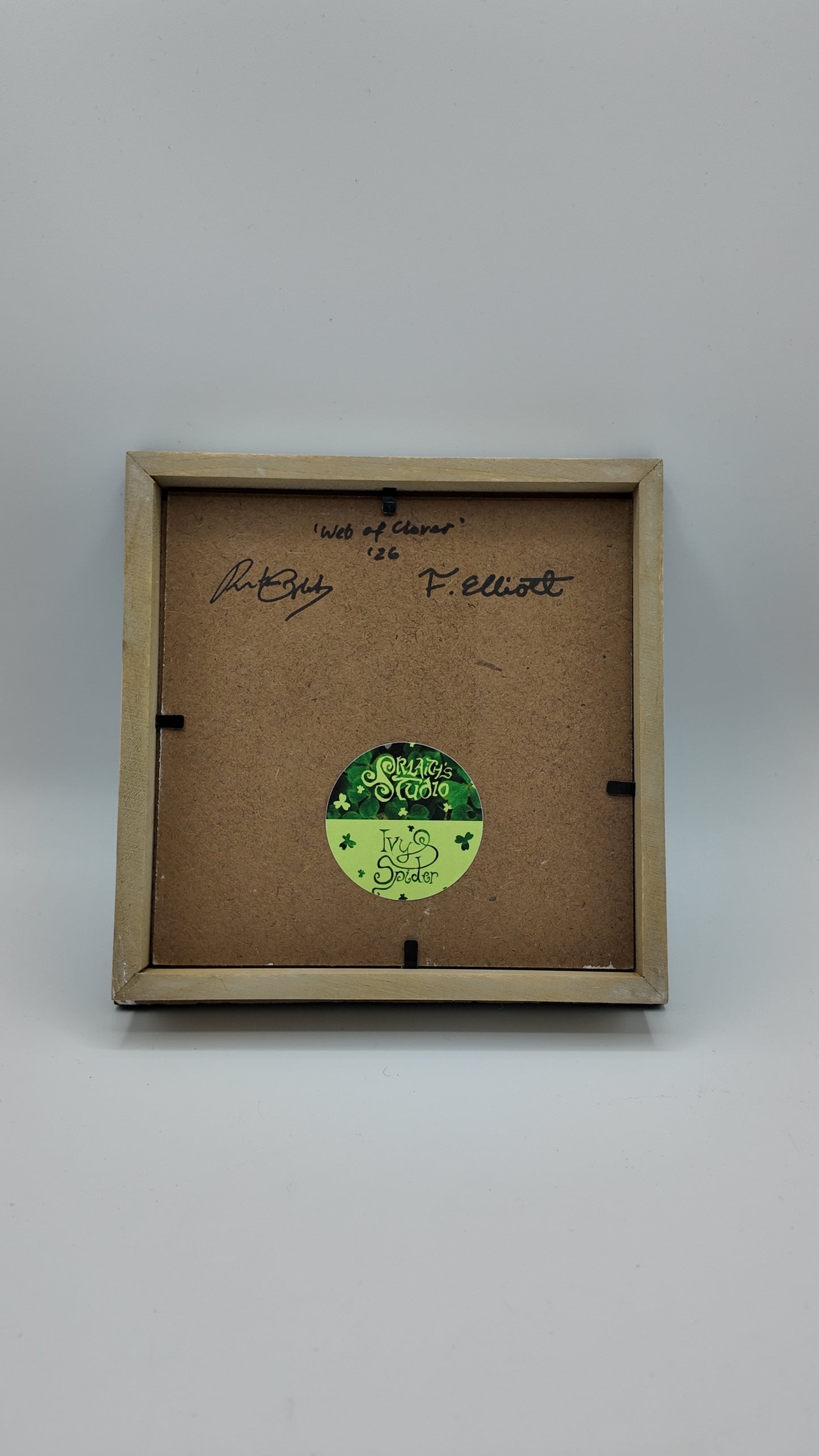 'Web of Clover' Original Ceramic Tile in Hand-Painted Frame