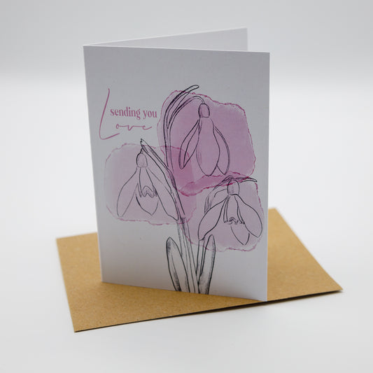 Sending you love Snowdrops Card