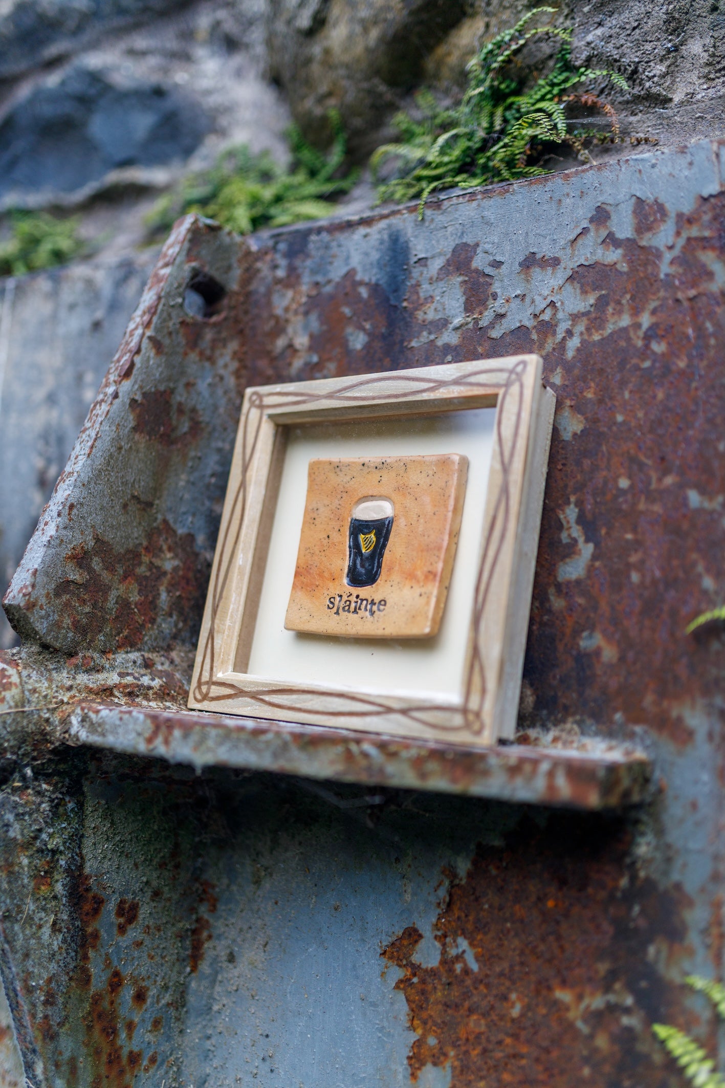 'Vitamin G' Original Ceramic Tile in Hand-Painted Frame