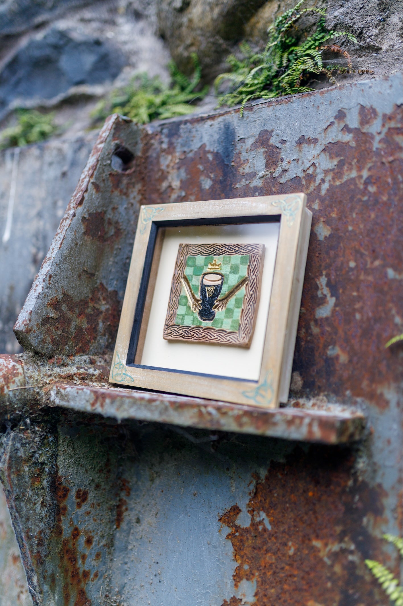 'True Claddagh' Original Ceramic Tile in Hand-Painted Frame