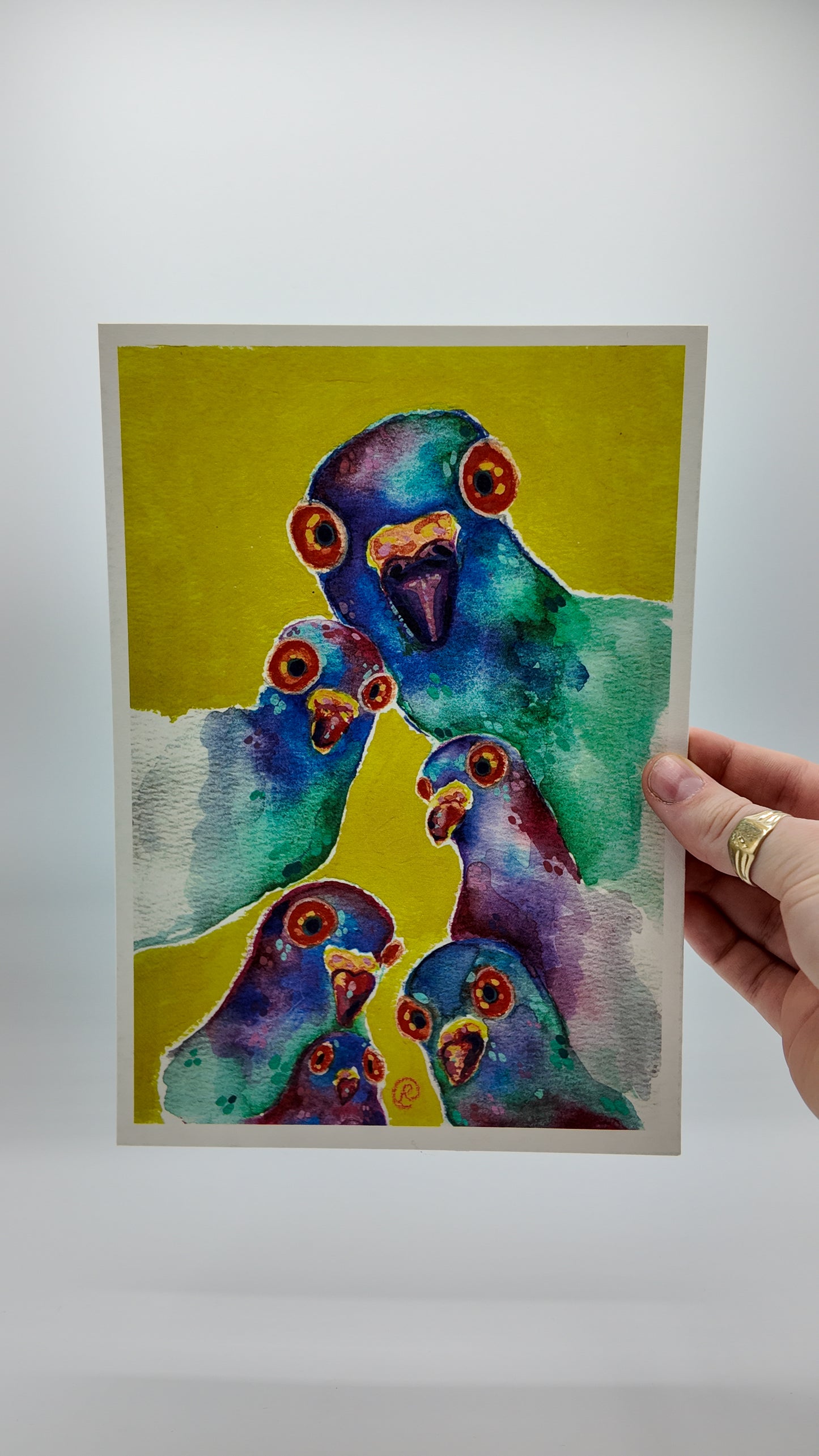 Peeking Pigeons | Abstract Art Print