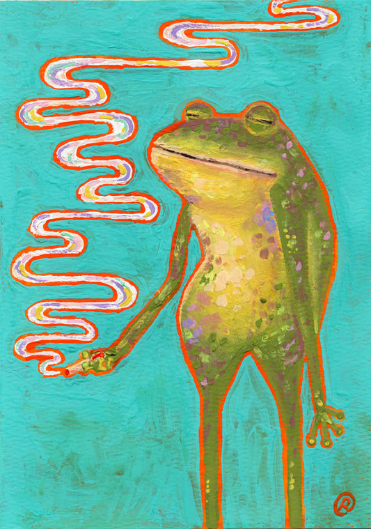 'Leroy's Smoke Break' Original Gouache Painting A5