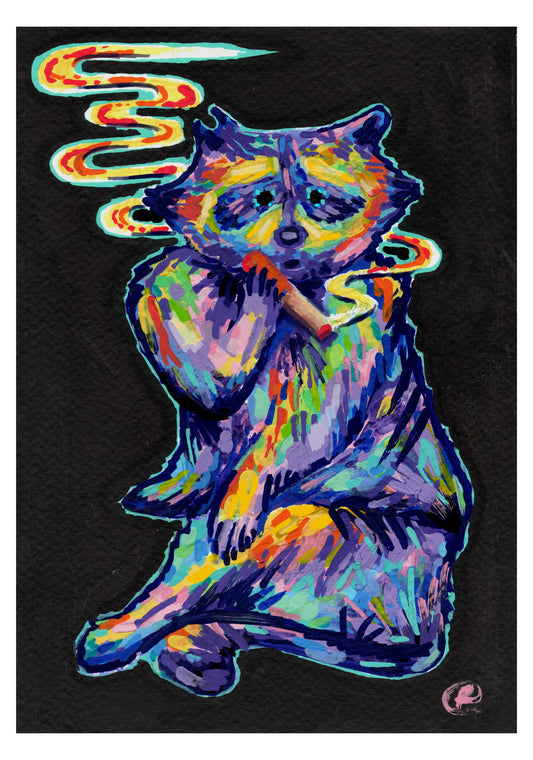 Crisis | Smoking Raccoon Art Print