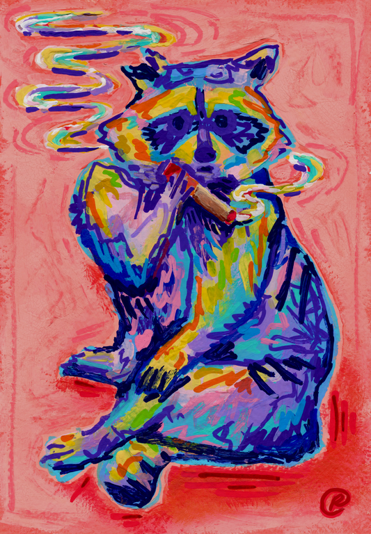 'Sherbert Smokes' Original Mixed Media Painting A5