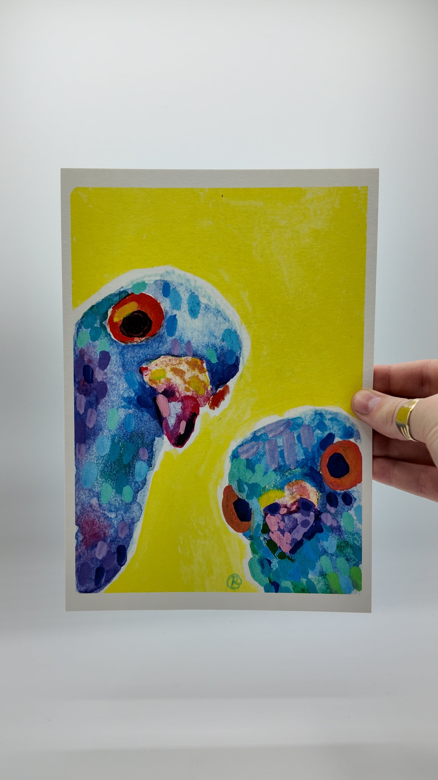 Two Inquisitive Pigeons | Art Print
